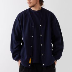 画像1: WAFFGAN Solid Waffle Cardigan Navy ソリッド ワッフル スナップ カーディガン (1)