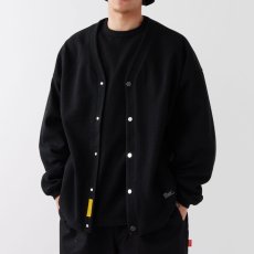 画像1: WAFFGAN Solid Waffle Cardigan Black ソリッド ワッフル スナップ カーディガン (1)