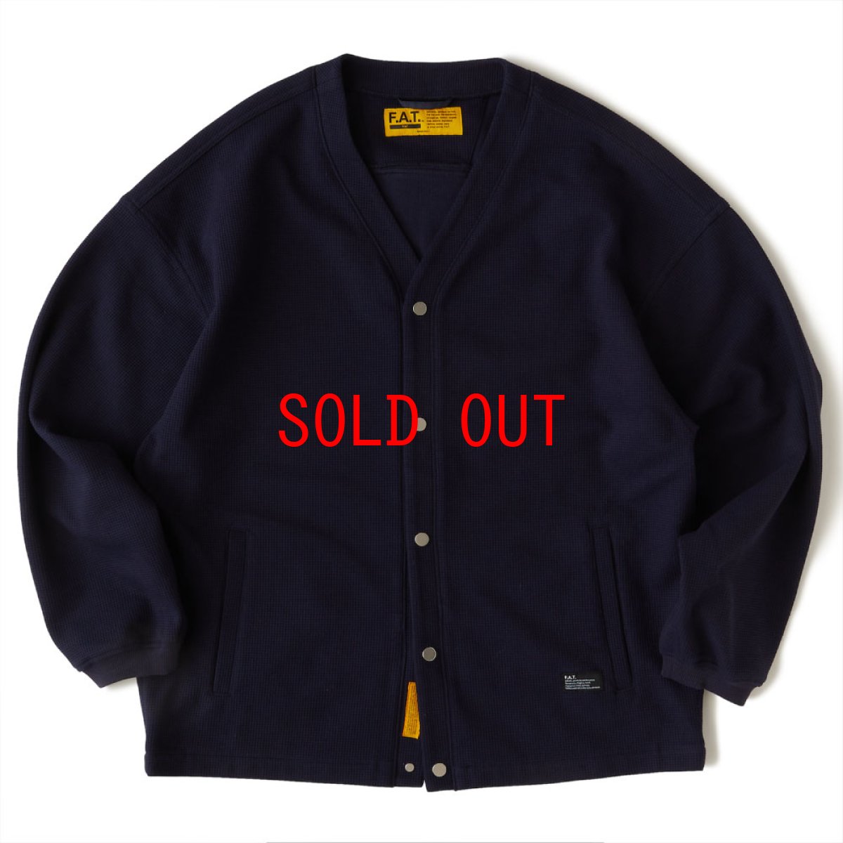 画像2: WAFFGAN Solid Waffle Cardigan Navy ソリッド ワッフル スナップ カーディガン (2)