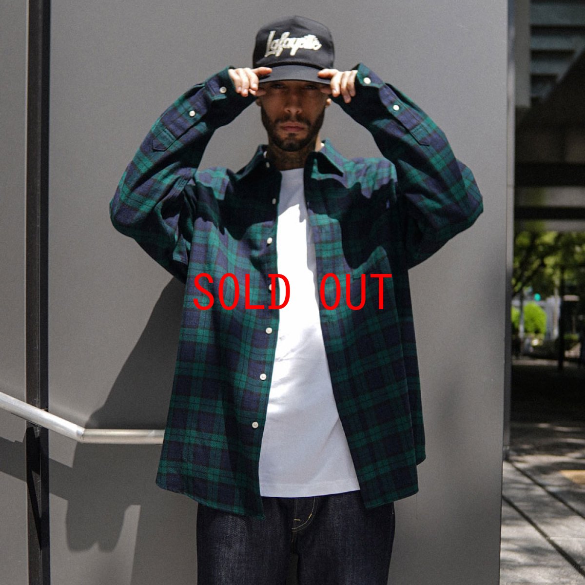 画像4: Cotton Check L/S Big Shirt Blackwatch チェック ブラックウォッチ 長袖 シャツ   (4)