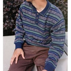 画像2: Windsor Knitted Sweater  -Navy ニット ポロ セーター (2)