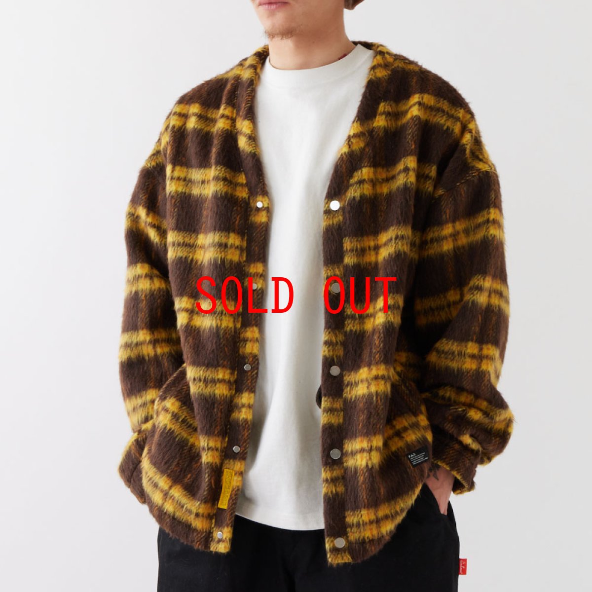 画像1: SHAGYGAN Mohair check Snap Cardigan モヘア チェック スナップ カーディガン (1)