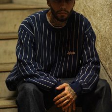 画像6: Pinstripe Cotton Sweater ピンストライプ コットン セーター ニット (6)