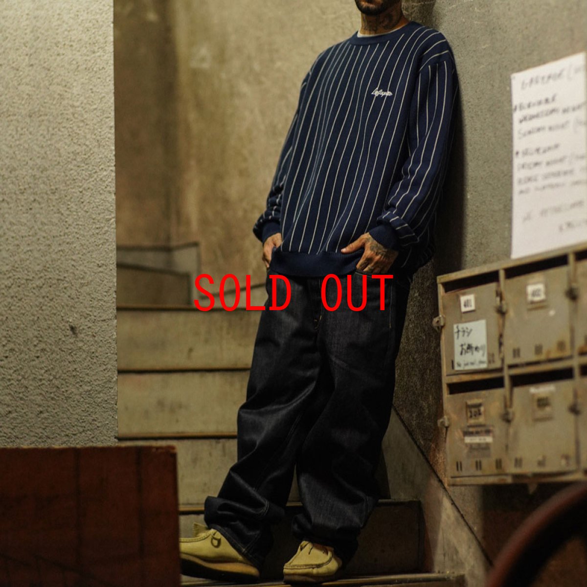 画像10: Pinstripe Cotton Sweater ピンストライプ コットン セーター ニット (10)