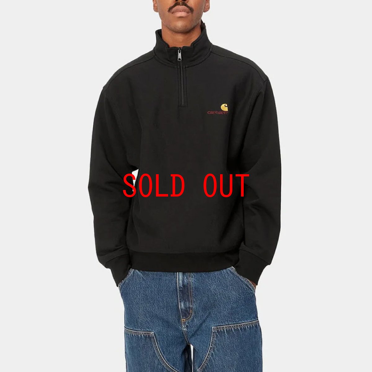 画像8: Half Zip American Script Sweatshirt Black ハーフ ジップ アメリカン スクリプト スウェット シャツ (8)