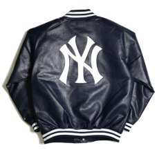 画像3: X MLB Official New York PU Leather Stadium Jacket ニューヨーク レザー スタジアム ジャケット 公式 (3)