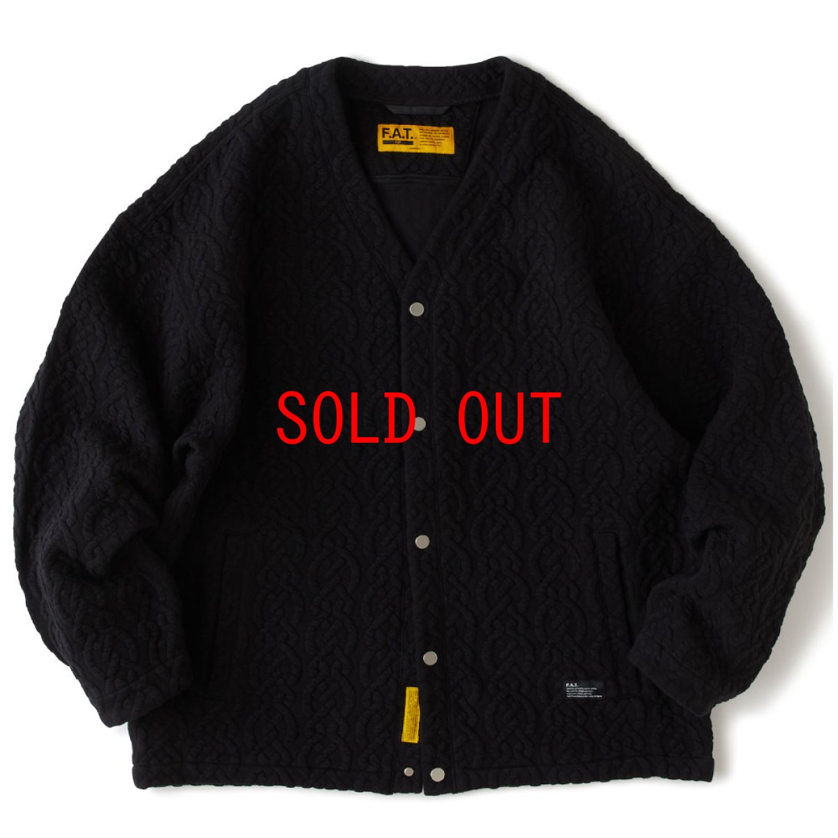 画像1: Cabgan Cable Knit Cardigan BLK ケーブル ニット カーディガン (1)