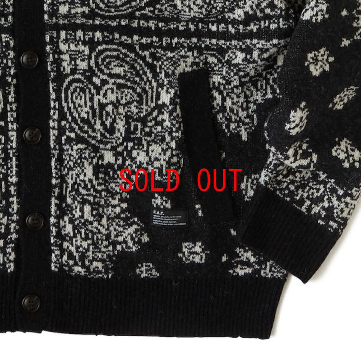 画像6: Gandana Bandana Knit Cardigan BLK バンダナ ニット カーディガン (6)