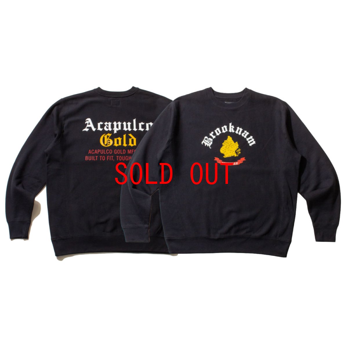 画像1: Brooknam Crewneck Sweatshirt BLK ブルックナム クルーネック スウェット (1)