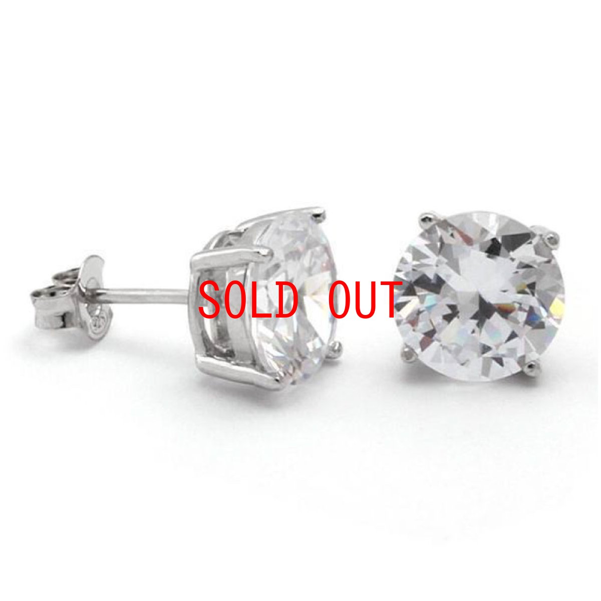 画像1: 925 Sterling Silver Round Stud Earrings Pearce VVS 4mm 5mm 6mm 7mm ピアス  (1)