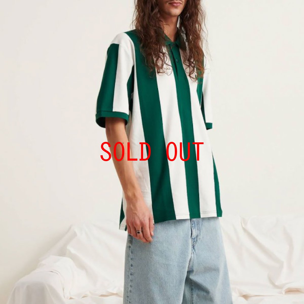 画像1: Hinton Stripe Polo S/S Shirt Chervil GRN 半袖 ストライプ ポロ シャツ (1)