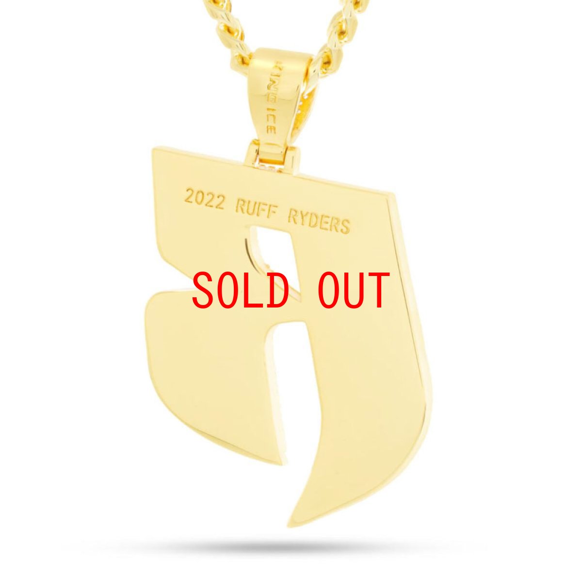 画像2: × Ruff Ryders R Logo Necklace ラフ ライダーズ コラボ ロゴ チェーン ネックレス ゴールド (2)