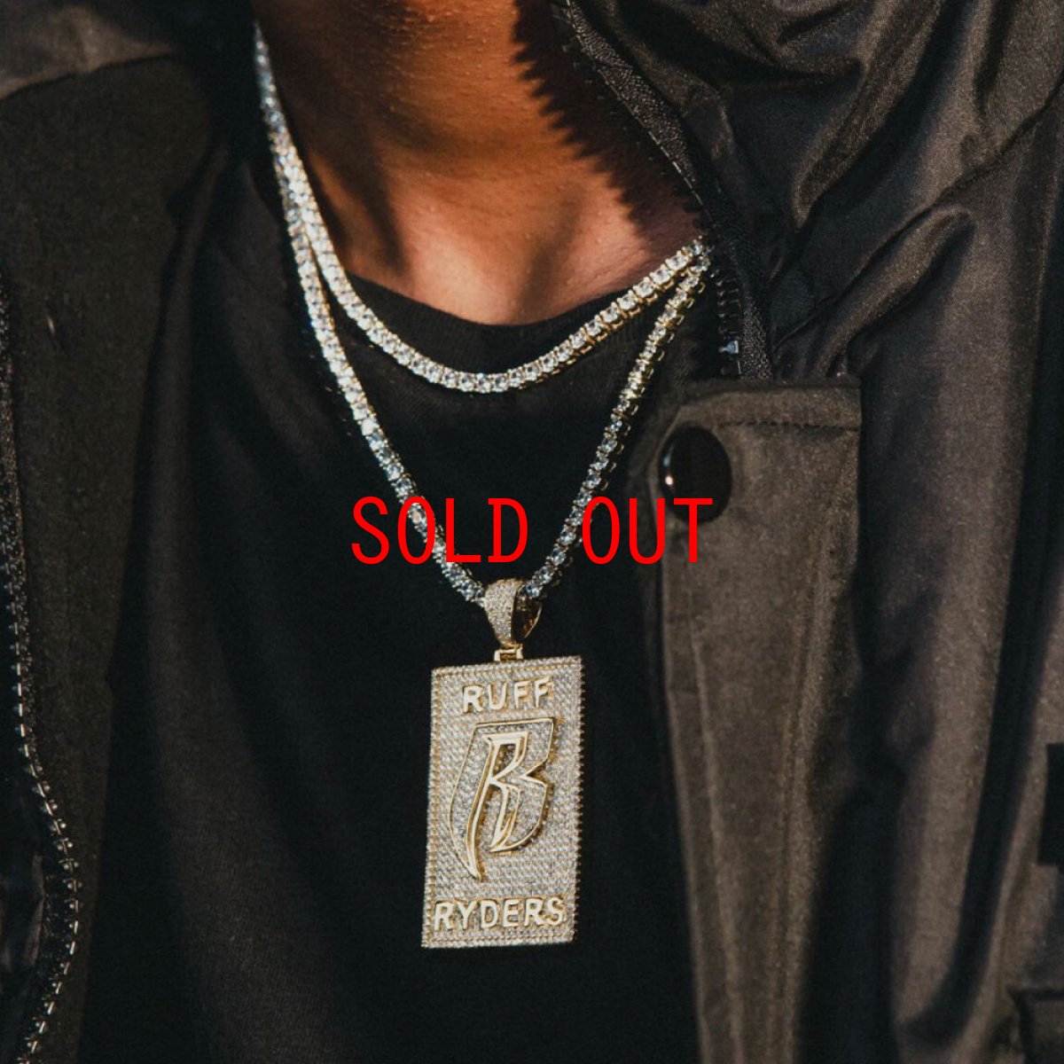 画像4: × Ruff Ryders Dog Tag Logo Necklace ラフ ライダーズ コラボ ドッグタグ ロゴ チェーン ネックレス ゴールド (4)