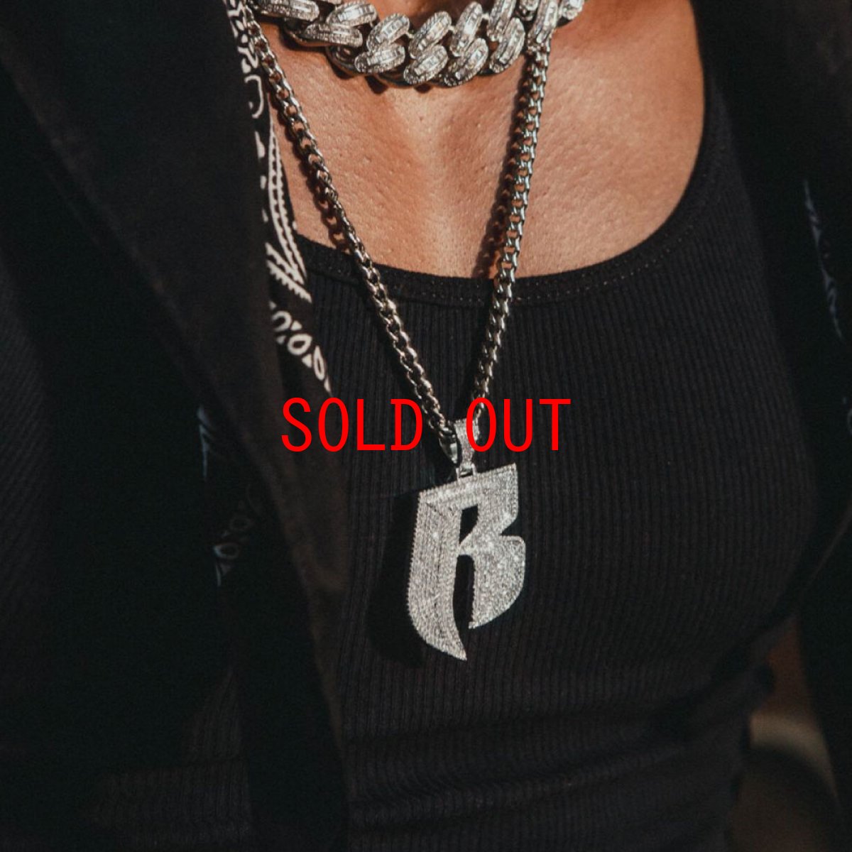 画像5: × Ruff Ryders R Logo Necklace ラフ ライダーズ コラボ ロゴ チェーン ネックレス ゴールド (5)