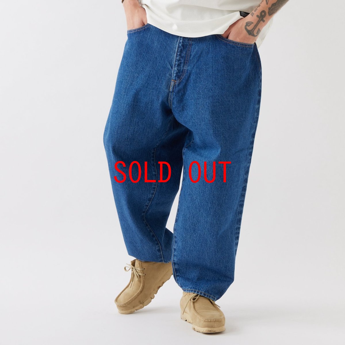 画像1: Bludozer Worn Wide Denim Pants ワイド デニム パンツ (1)