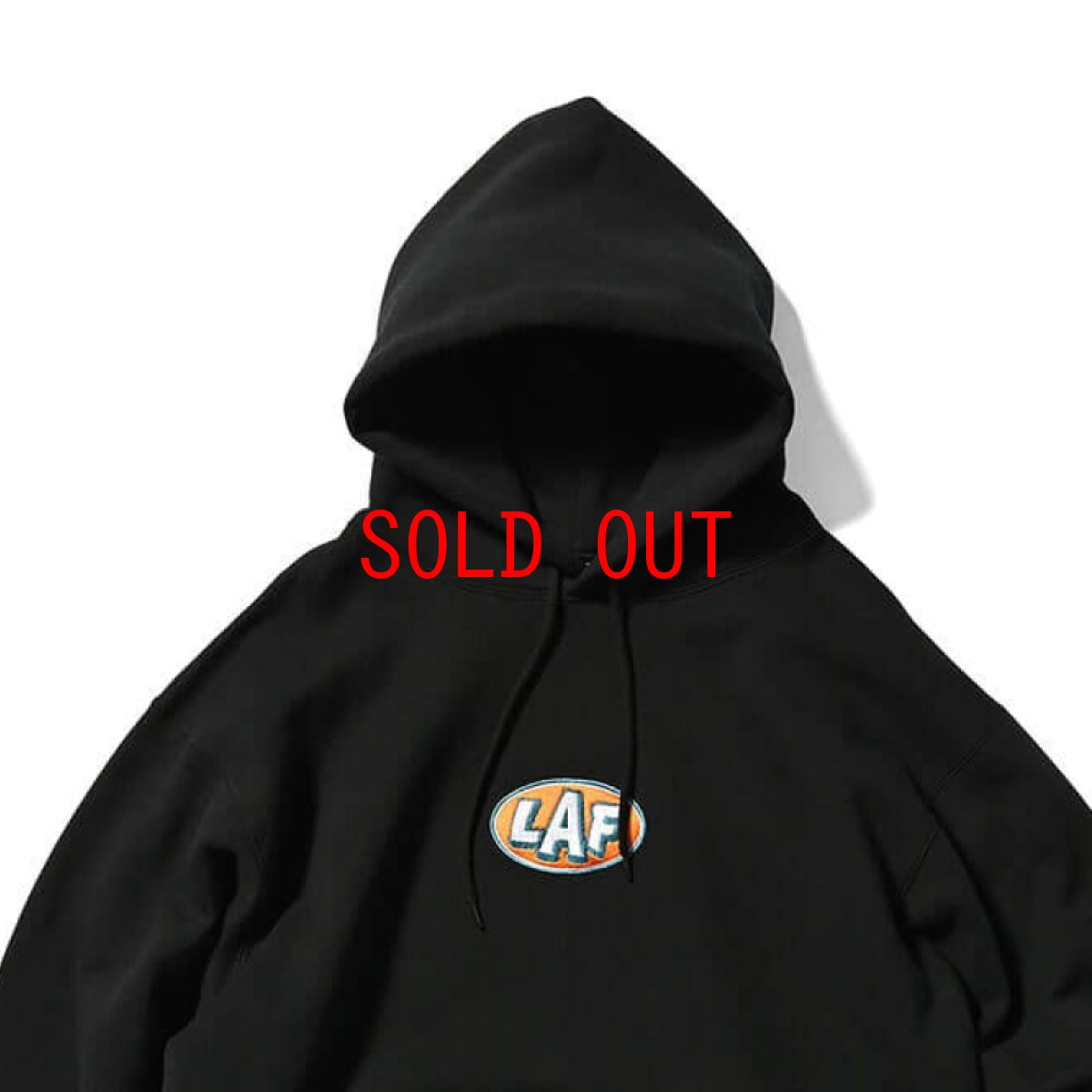 画像6: Oval LAF Logo Sweat Hoodie Parka BLK ロゴ フーディー プルオーバー パーカー (6)