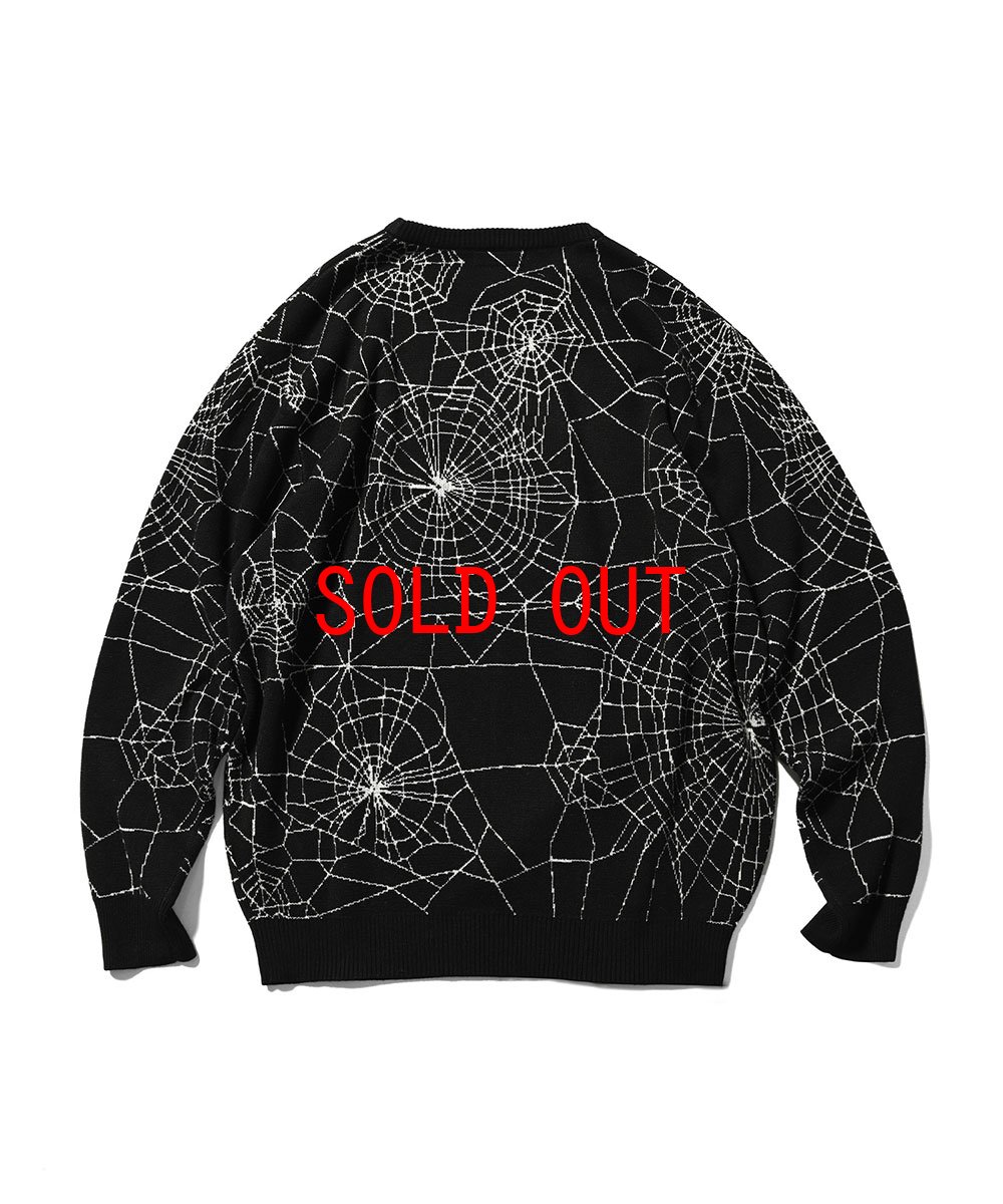 画像2: Spiderweb Knit Sweater BLK スパイダーウェブ ニット セーター (2)