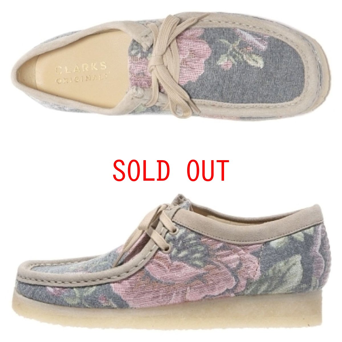 画像10: Wallabee Lo Grey Floral クラークス オリジナルズ ワラビー ロー グレー フローラル スエード クレープソール メンズ (10)