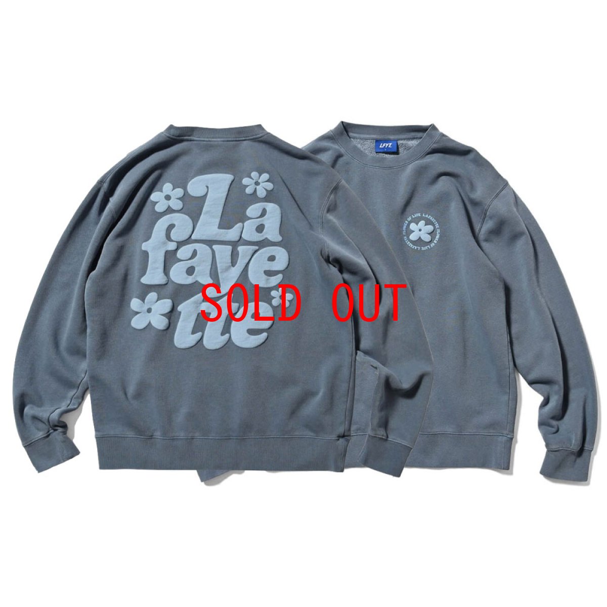 画像1: Pigment Dyed Flower Crewneck Sweat BLU フラワー クルーネック スウェット (1)