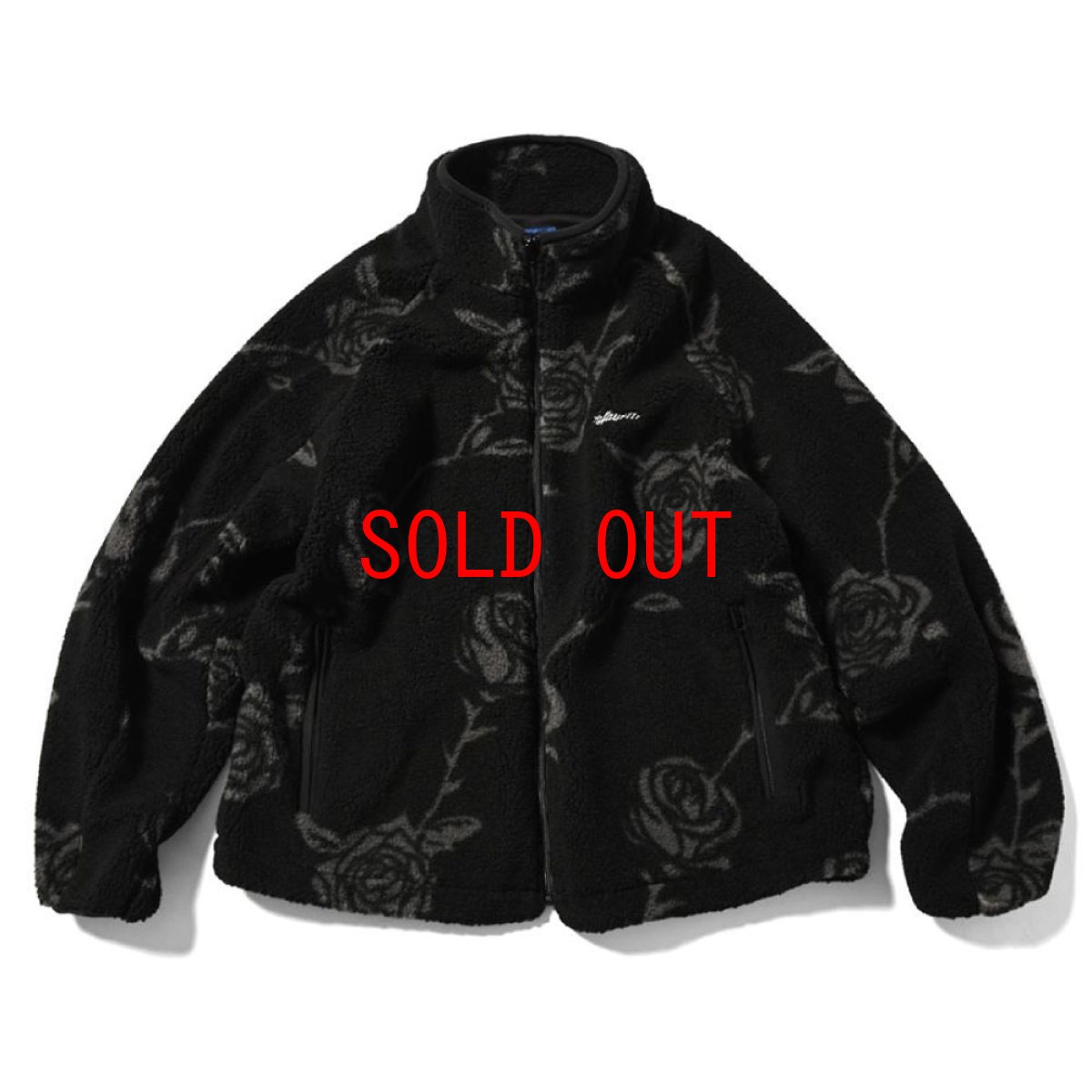 画像1: Rose Allover Patterned Fleece Jacket ローズ フリース ジャケット (1)