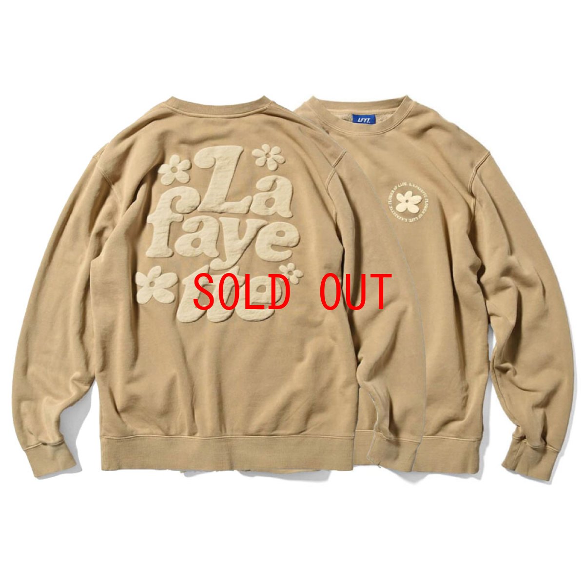 画像1: Pigment Dyed Flower Crewneck Sweat Sand フラワー クルーネック スウェット (1)