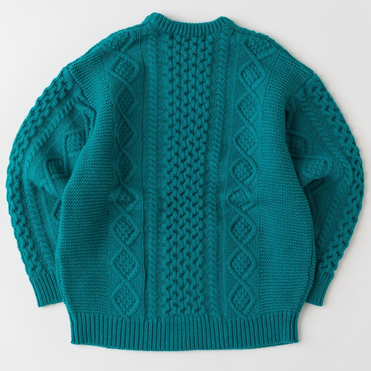 画像3: FISHARAN Crewneck Fisherman Knit GRN クルーネック 3ゲージ ウールヤーン フィッシャーマン ニット (3)