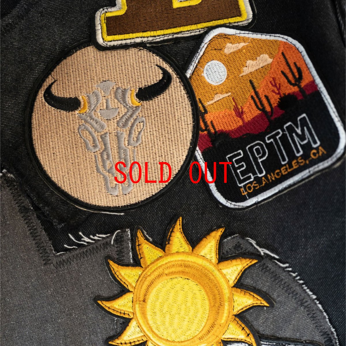 画像6: Patchwork Wappen Flare Denim Pants BLK パッチワーク ジーンズ ワッペン カスタム デニム フレア パンツ (6)