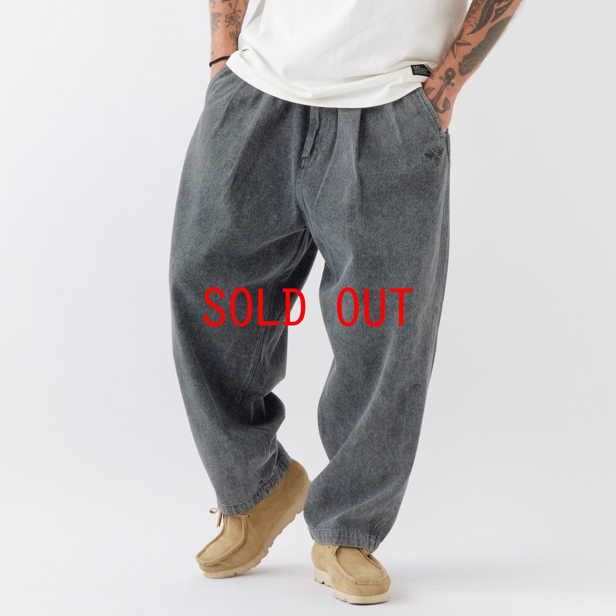 画像1: ACIDROUSER Chemical Wash Wide Denim Pants BLK ケミカルウォッシュ デニム ワイド パンツ (1)