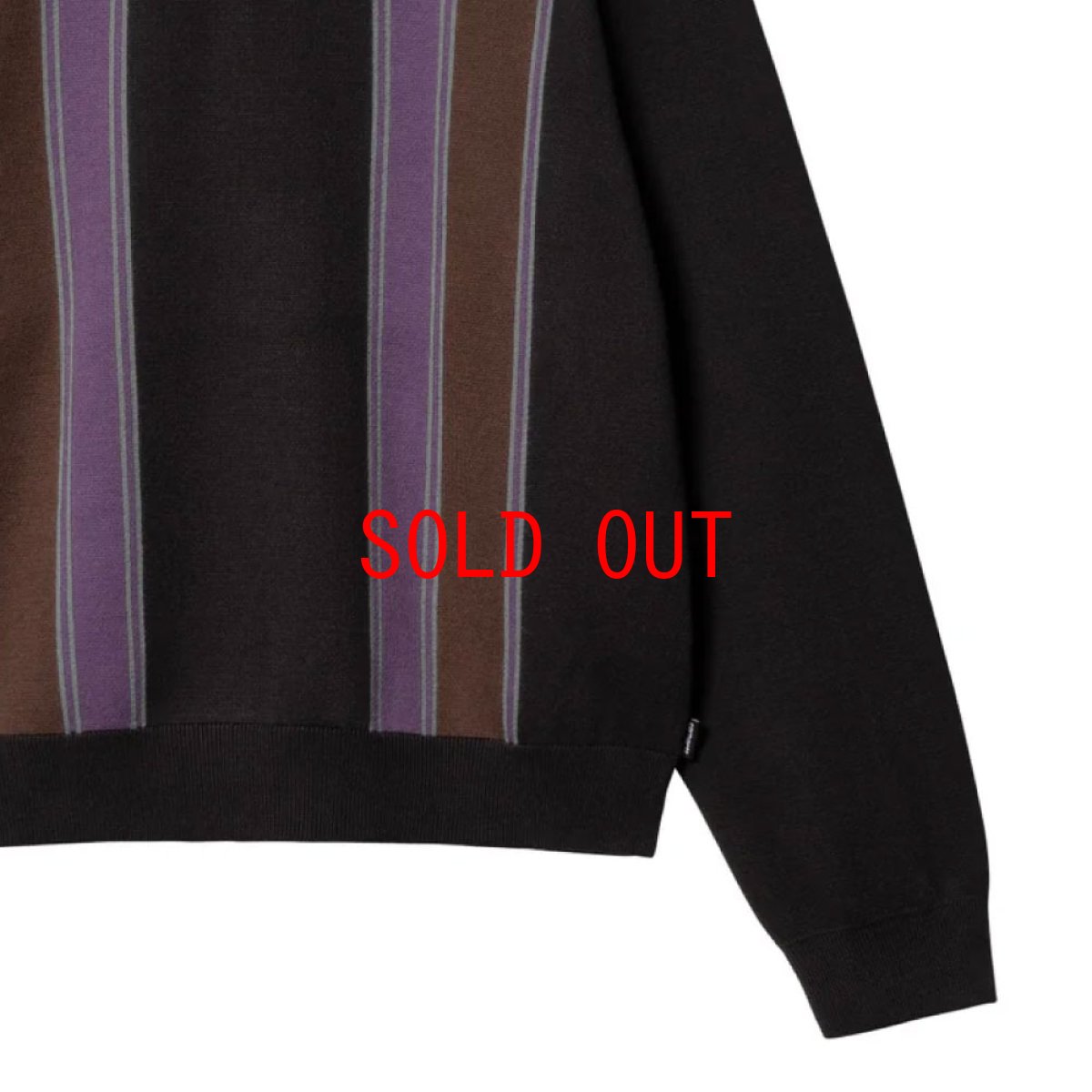 画像5: ARLO Knit Polo L/S Shirt Stripe Jacquard BLK コットン ニット 長袖 ストライプ ポロ シャツ (5)