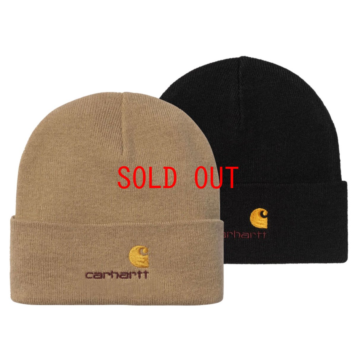 画像1: Carhartt Wip American Script Low Short Beanie アメリカンスクリプト ショート ビーニー ニット キャップ 帽子 (1)