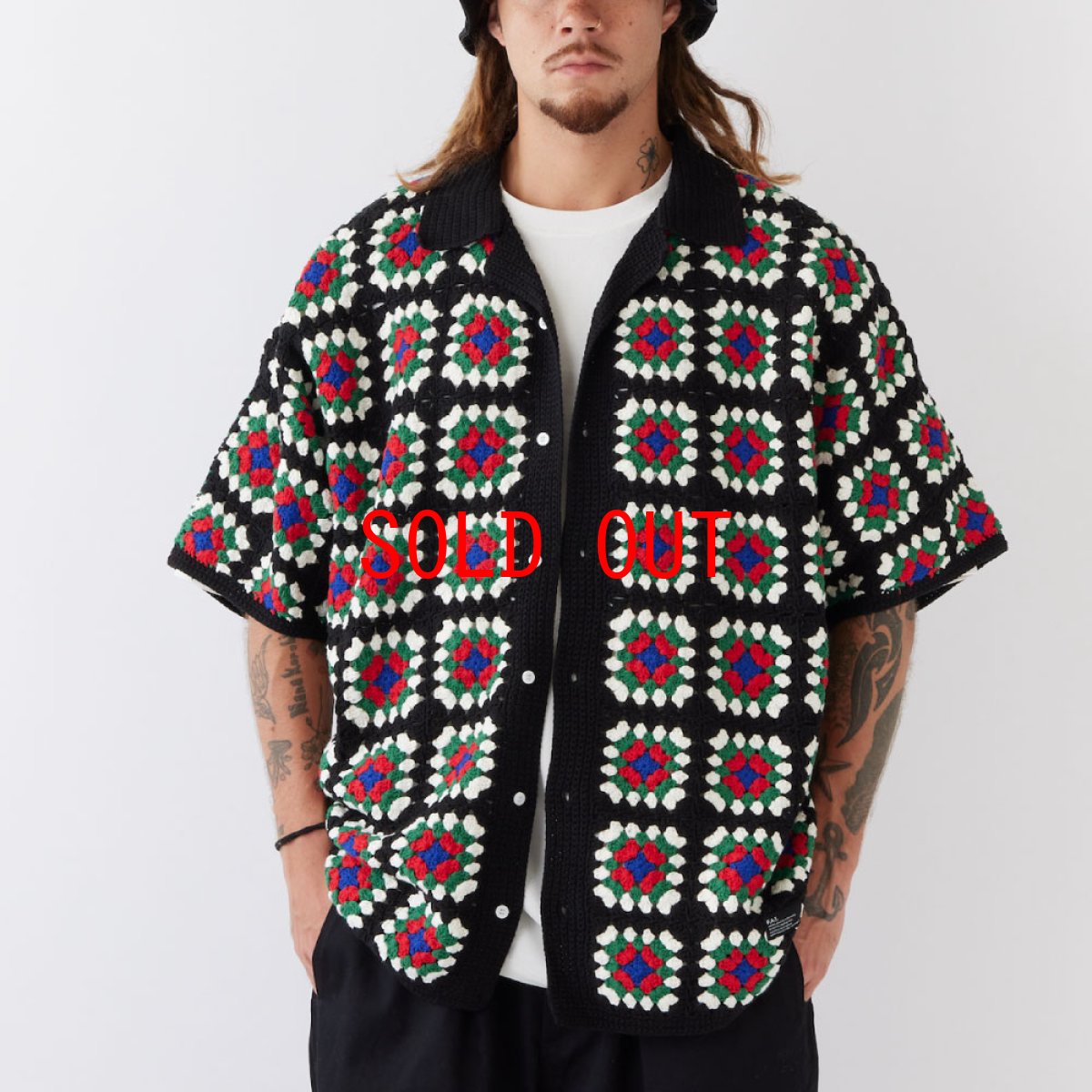 画像1: FLOCHET Knit S/S Shirts クロシェット ニット 半袖 シャツ (1)