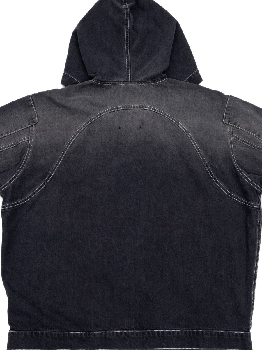 画像11: Mash Up Denim Hoodie BLK デニム ジップ フーディー (11)