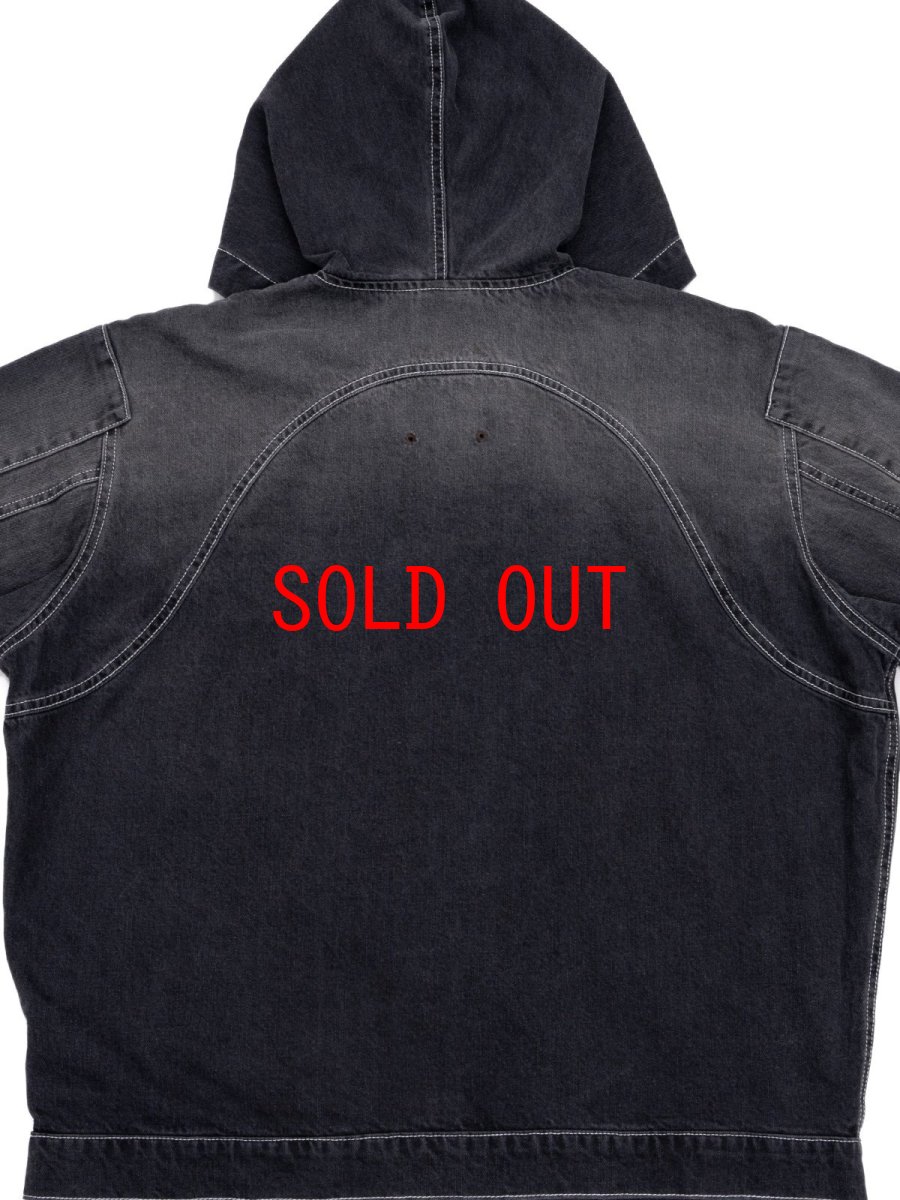 画像11: Mash Up Denim Hoodie BLK デニム ジップ フーディー (11)