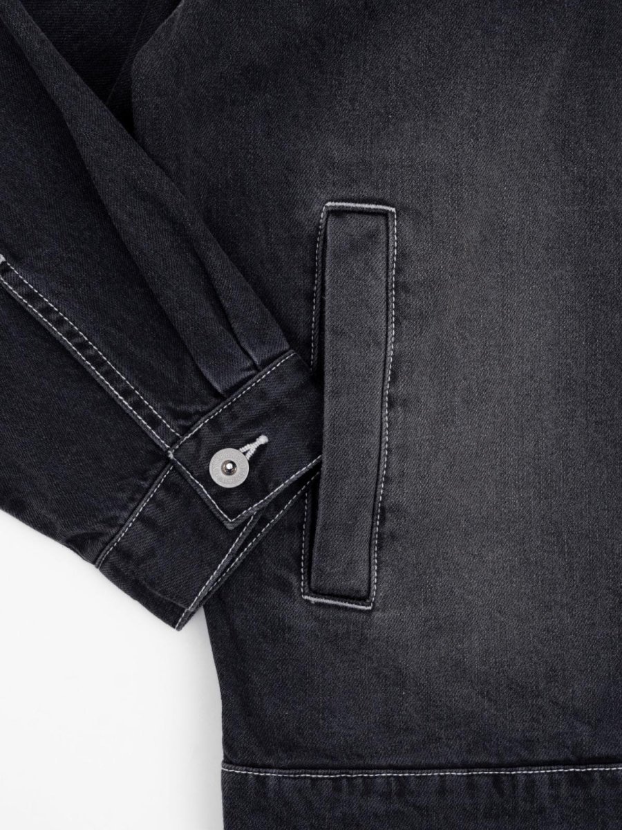 画像13: Mash Up Denim Hoodie BLK デニム ジップ フーディー (13)