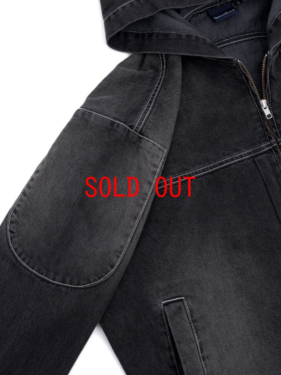 画像12: Mash Up Denim Hoodie BLK デニム ジップ フーディー (12)