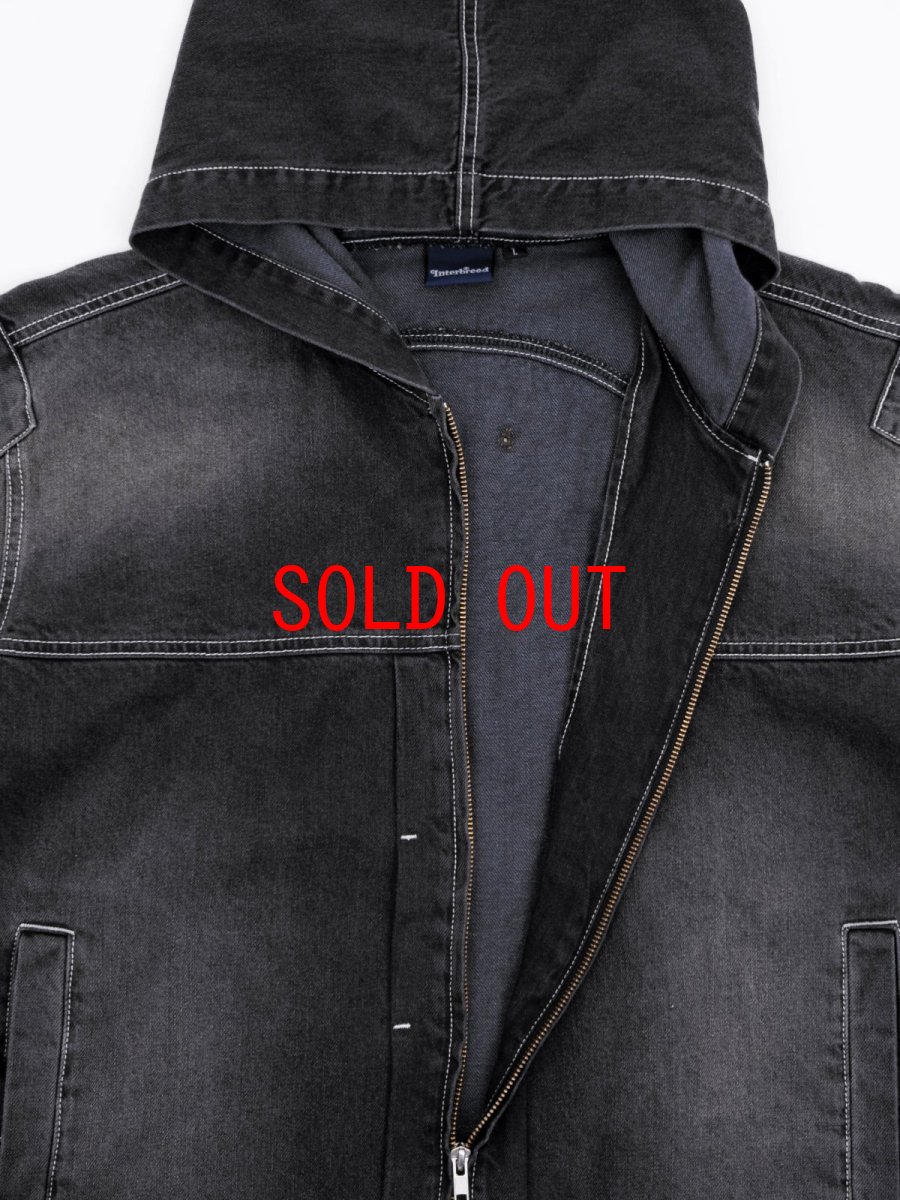 画像10: Mash Up Denim Hoodie BLK デニム ジップ フーディー (10)