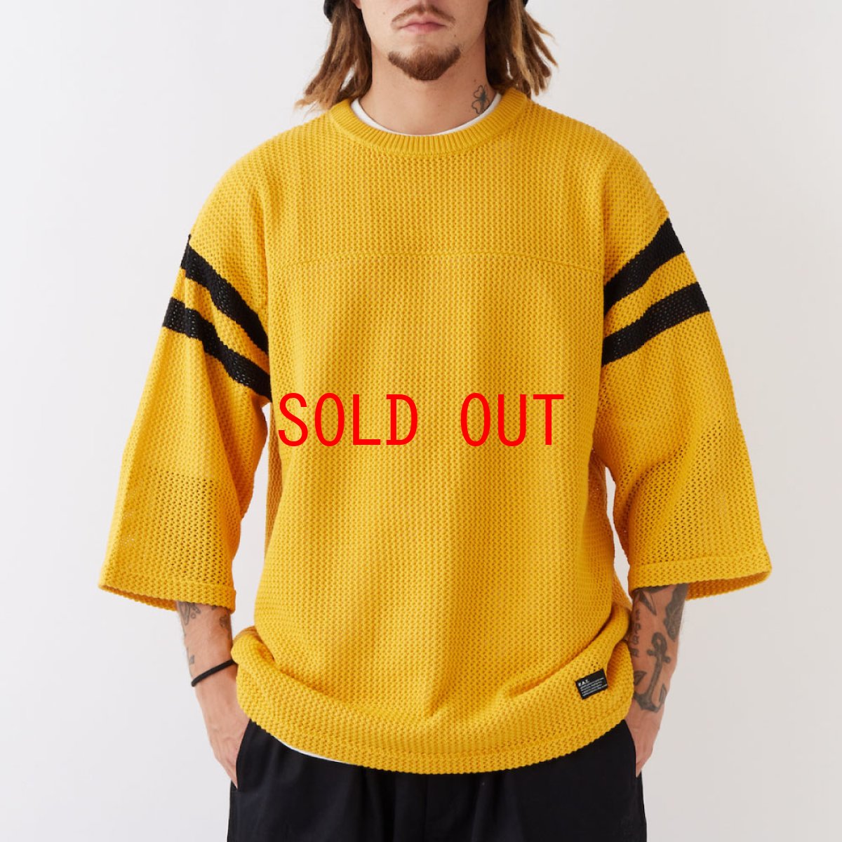 画像1: MESHBOWL Knit Football Shirts YLW メッシュ ニット フットボール シャツ (1)