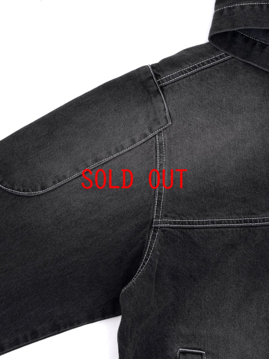 画像9: Mash Up Denim Hoodie BLK デニム ジップ フーディー (9)