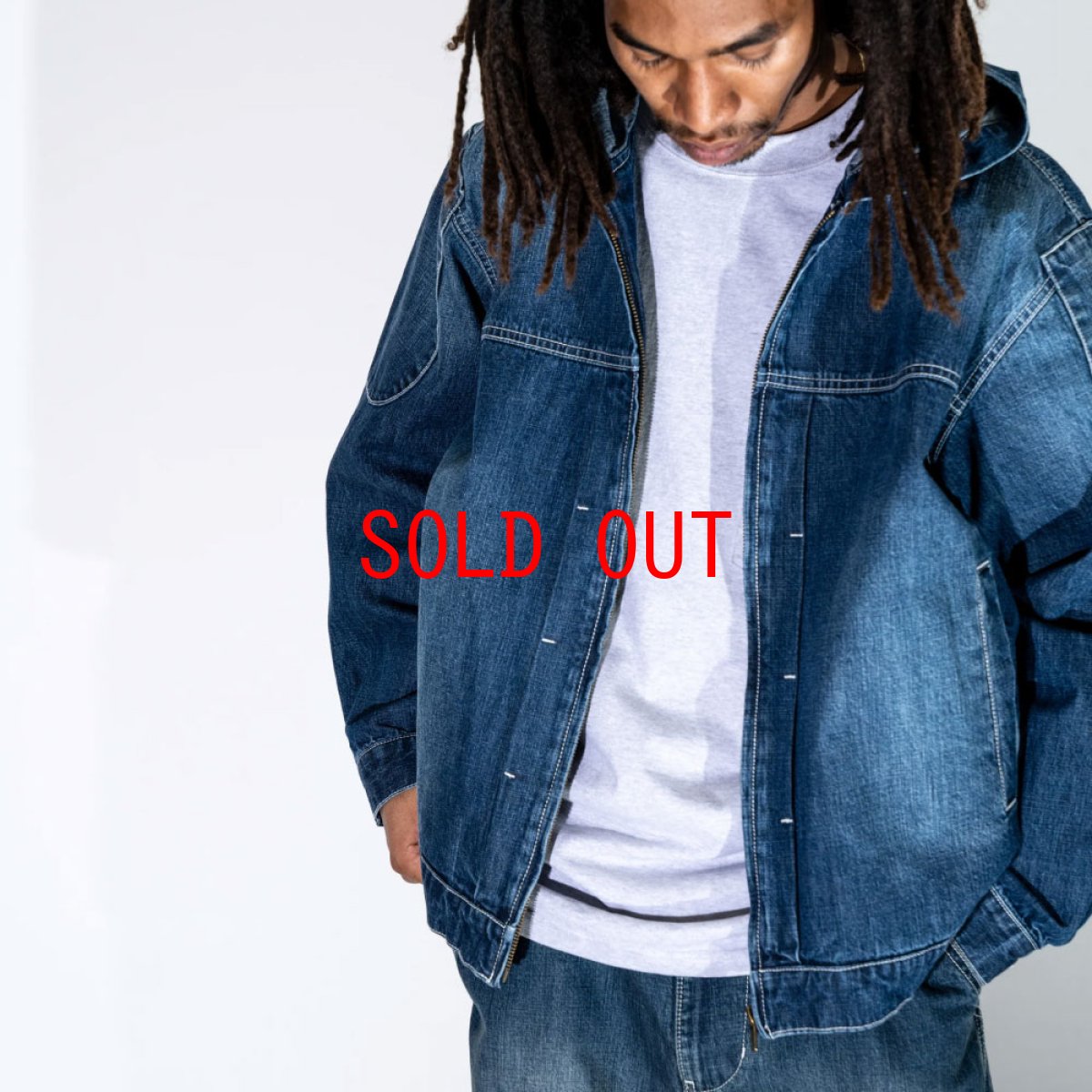 画像5: Mash Up Denim Hoodie BLU デニム ジップ フーディー (5)