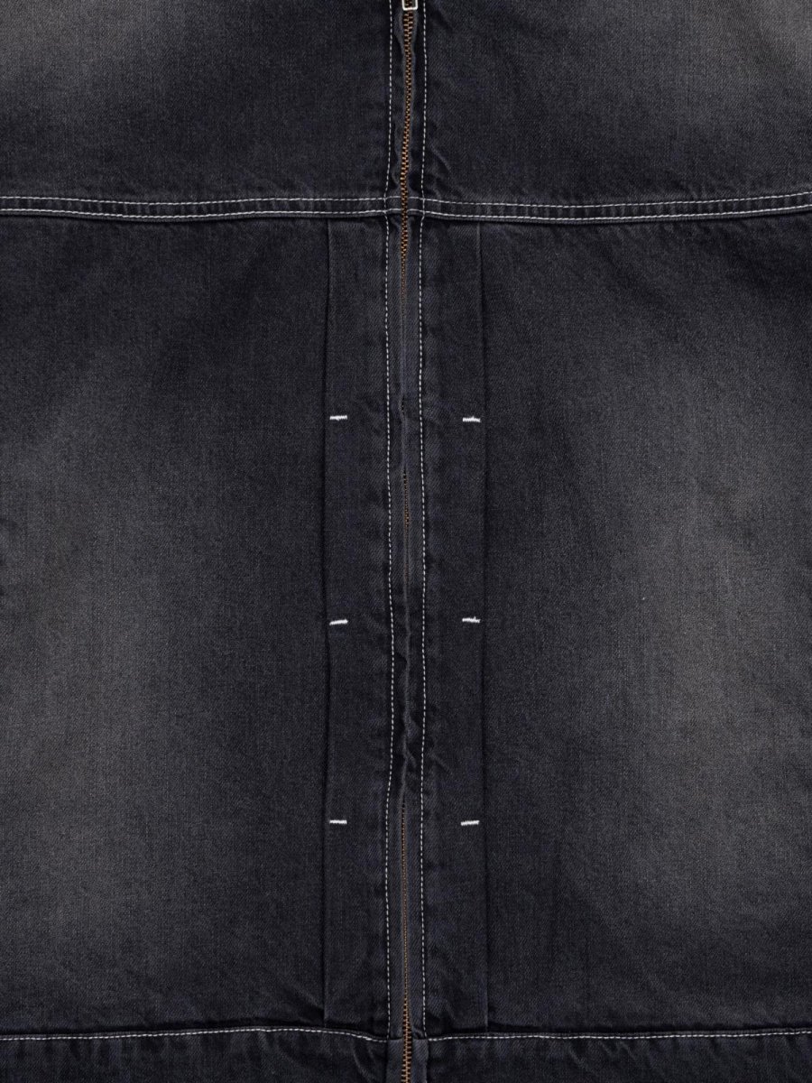 画像6: Mash Up Denim Hoodie BLK デニム ジップ フーディー (6)