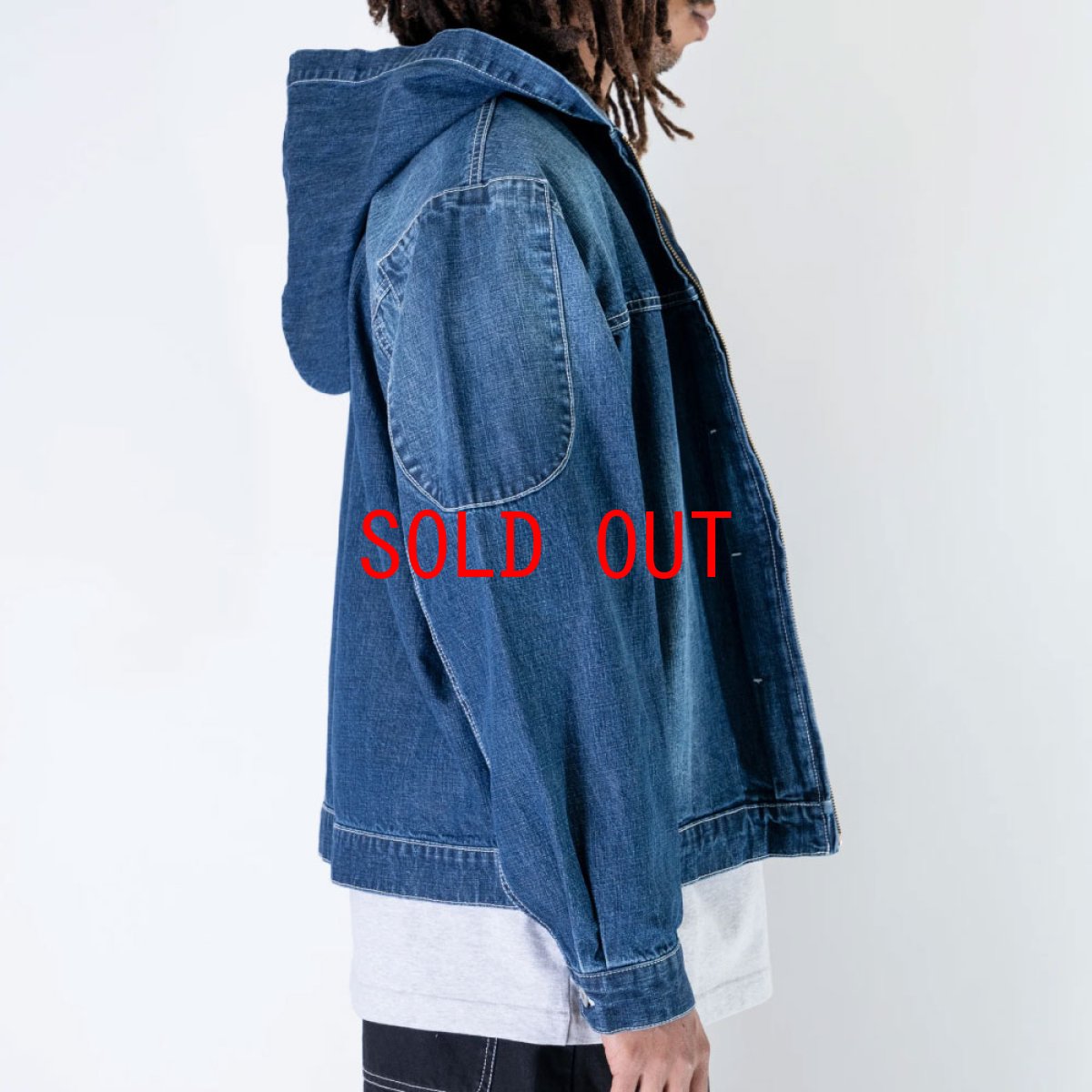 画像4: Mash Up Denim Hoodie BLU デニム ジップ フーディー (4)