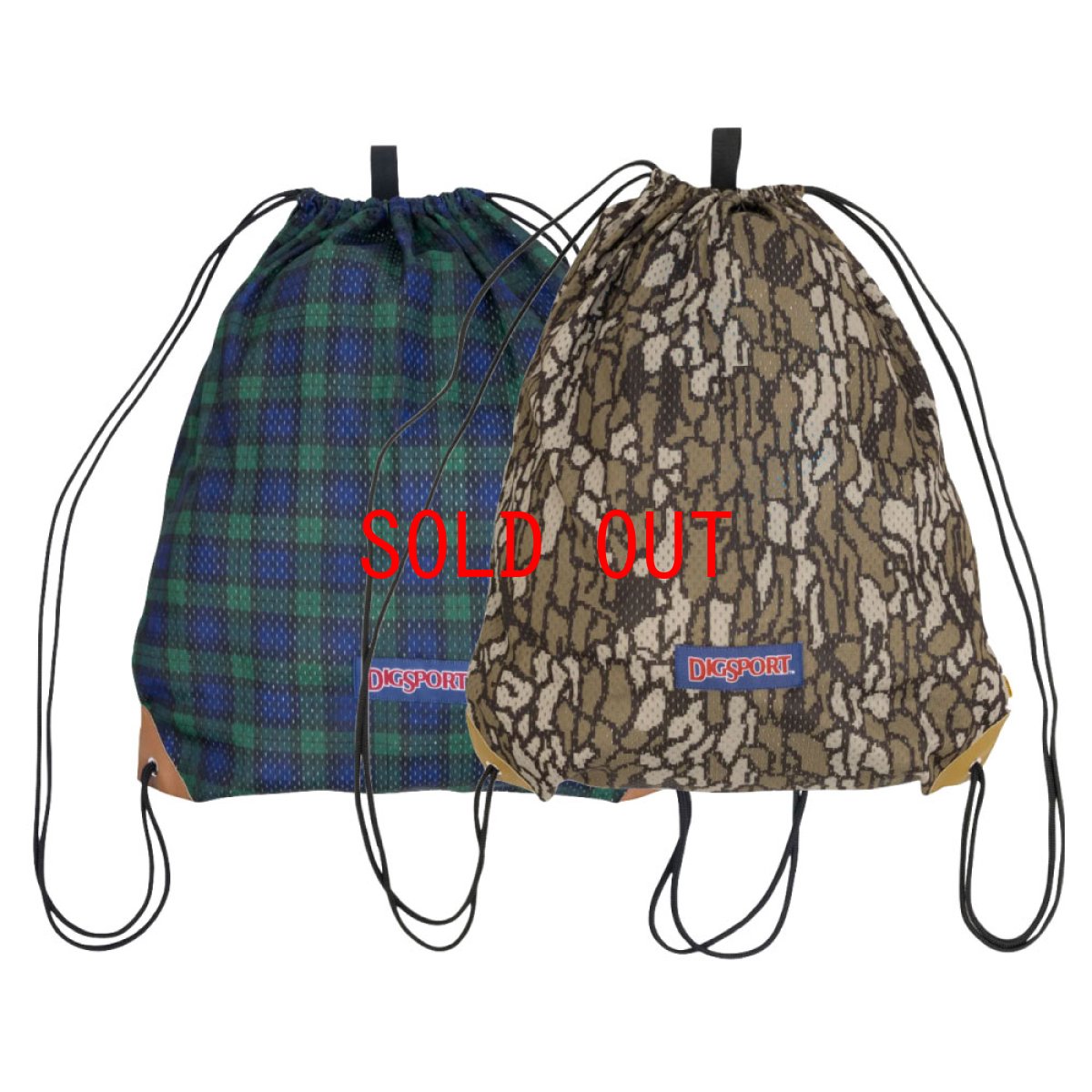 画像1: DIGSPORTS Gym Sack ブラックウォッチ TREE CAMO メッシュ バッグ レコード ナップサック (1)
