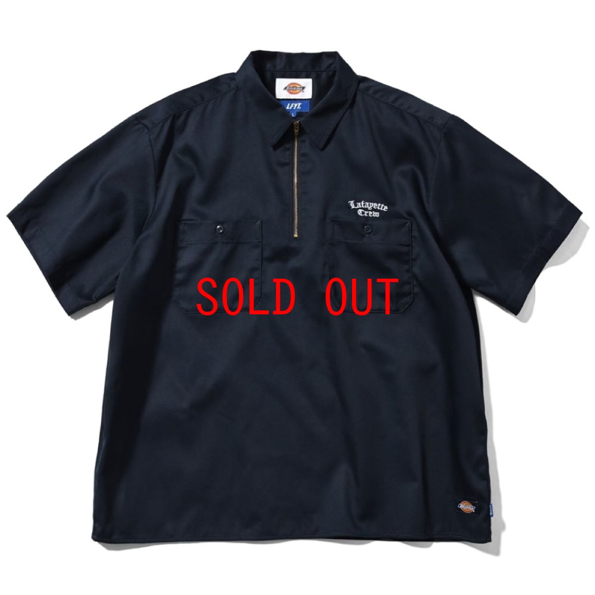 画像1: × Dickies S/S Half Zip Work Shirt NVY ディッキーズ ワーク シャツ (1)