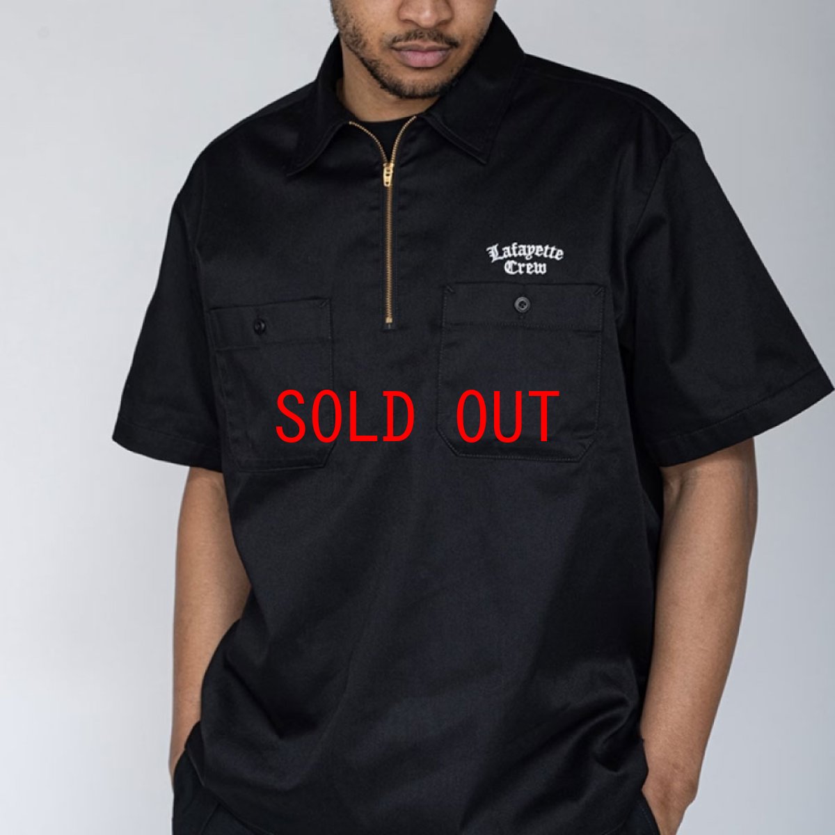 画像1: × Dickies S/S Half Zip Work Shirt BLK ディッキーズ ワーク シャツ (1)