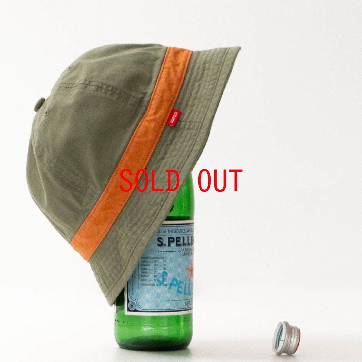 画像1: Line Tape Bucket Bell Hat Cap Olive バケット ハット ベル キャップ 帽子 (1)