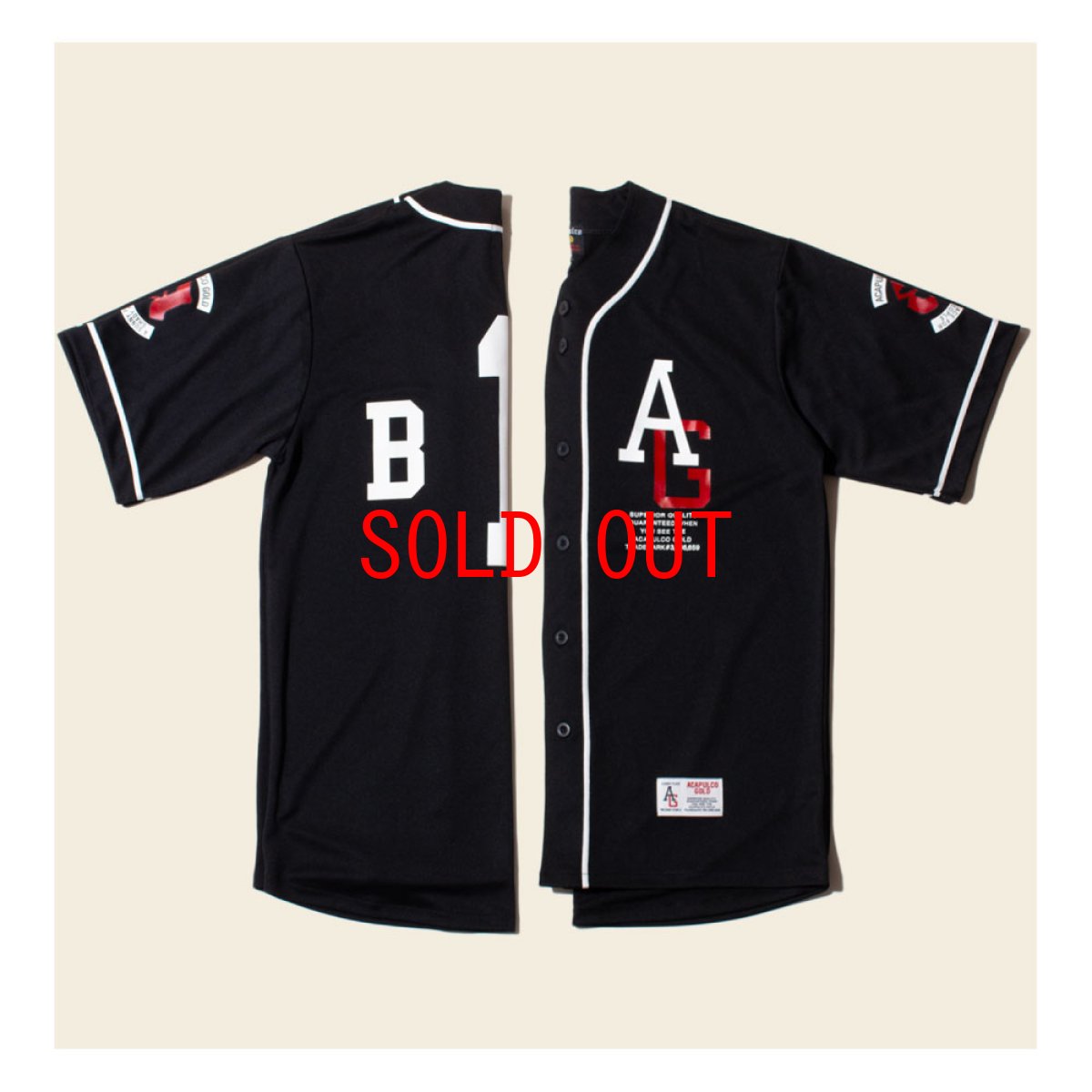 画像1: B1G S/S Baseball Jersey BLK 半袖 ベースボール シャツ ジャージ (1)