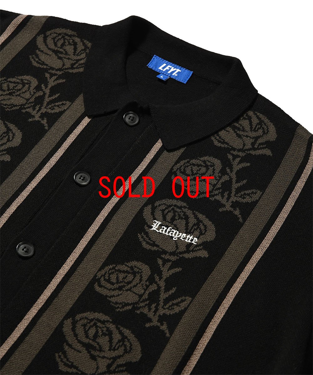 画像3: Rose Summer Knit Shirt Black サマー ニット 半袖 シャツ (3)