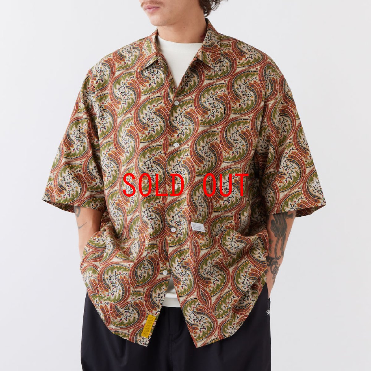 画像1: FIBERSAIC LIBERTY S/S Paisley Shirts BEG 半袖 ペイズリー リップストップ シャツ (1)
