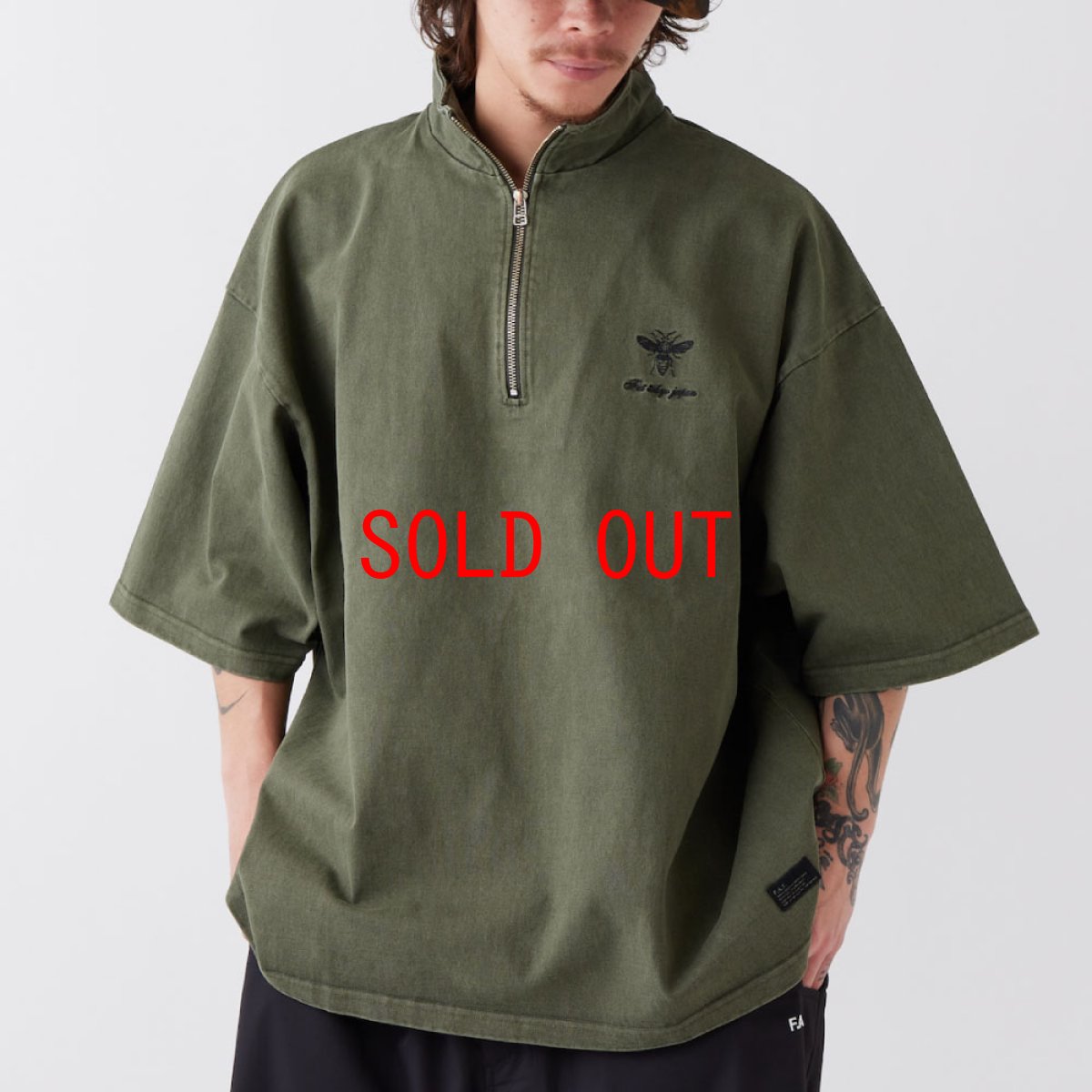 画像1: ACIDHALF S/S Half Zip Cut & Saw Tee ハーフジップ カットソー 半袖 カットソー Tシャツ (1)