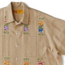 画像8: NEEDOWER S/S Cuba Shirts BEG 半袖 フラワー 刺繍 キューバ シャツ (8)